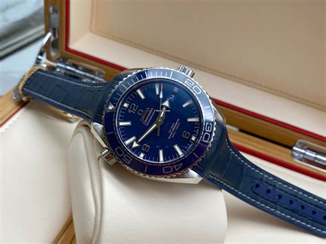 blue omega seamaster leather strap|omega seamaster strap for sale.